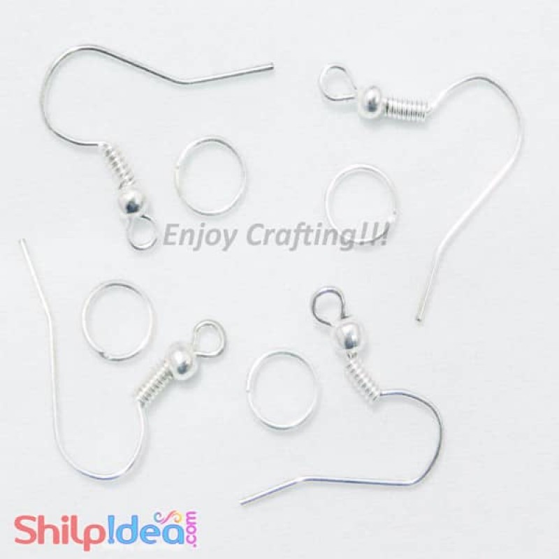 Earring Hooks with Jumping Ring - Silver - 5 Pairs